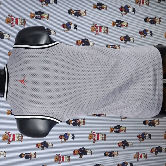 Jordan Brand flight jumpman spell out logo grey & red SM basketball jersey - Picture 4 of 6